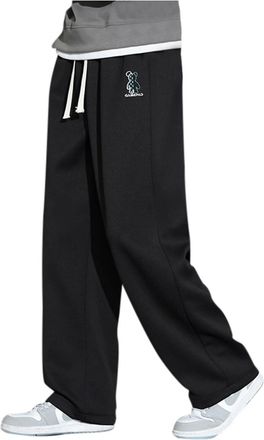 Generic Mens Wide Straight Trousers Elastic Waist Casual Printed Large Size Palazzo Chic Loose Streetwear Comfortable Versatile Everyday Going Out Sports Pant