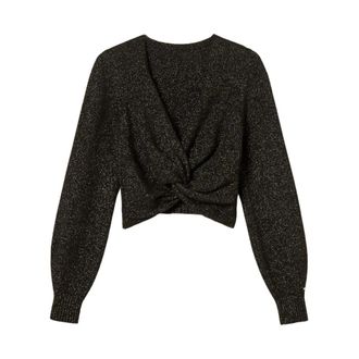 Twinset Jersey con cuello en V reversible y nudo frontal - Knitwear - Mujer - Negro - M