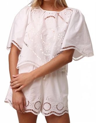 Shore Leave Cleo Scalloped Embroidered Hem Top In Soleil Blanc