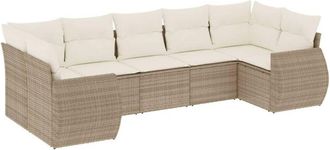 vidaXL Vidaxl - Set Sof&aacute;s De Jard&iacute;n 7 Piezas Y Cojines Rat&aacute;n Sint&eacute;tico Beige