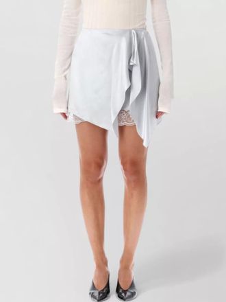 Acne Studios satin asymmetric ruffled mini wrap skirt