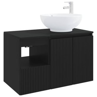 vidaXL Juego De Muebles De Ba&ntilde;o 2 Uds. Negro Madera De Ingenier&iacute;a Vidaxl