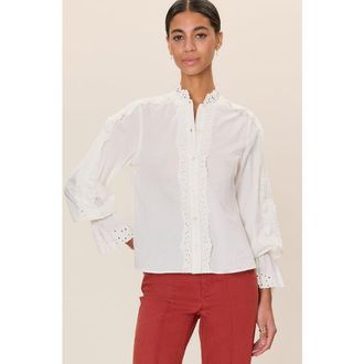 Rebecca Taylor Lorelai Embroidered Shirt in Ivory at Nordstrom, Size X-Small
