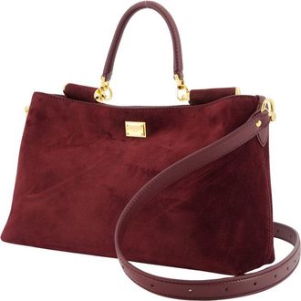 Dolce & Gabbana Womens Vittoria Crossbody - Dolce&gabbana Leather Burgundy Calfskin Bags Crossbodies