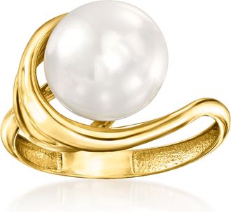 Ross-Simons 10-10.5mm Cultured Pearl Asymmetrical Ring in 14kt Yellow Gold