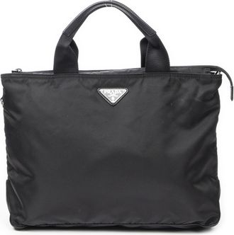 Prada Pre-owned Womens Medium Square 2-Way Tote Shoulder Bag - Black - One Size