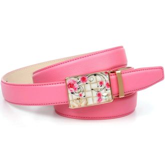 Anthoni Crown Lederg&uuml;rtel ANTHONI CROWN, Damen, Gr. 75, rosa, Leder, unifarben, G&uuml;rtel Lederg&uuml;rtel, mit Glaskristallen besetzter Schliesse, florales Muster