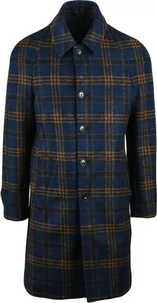 Luigi Bianchi Mantova Jassen, Heren, Blauw, M, Wol, Lange jas