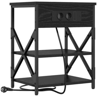 vidaXL Vidaxl - Cabinete De Noche Con Estaci&oacute;n De Carga Con Estante Roble Negro