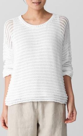 Eileen Fisher Crewneck Oversize Organic Cotton Sweater in White at Nordstrom Rack, Size Xx-Small