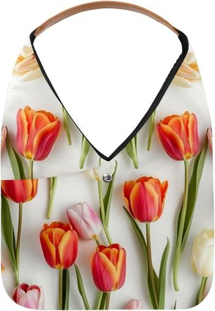 Generic Tulip Flowers Reusable Lightweight Grocery Bags - Foldable Into Compact Pouch, Washable & Sturdy, Multipurpose for Shopping and Travel