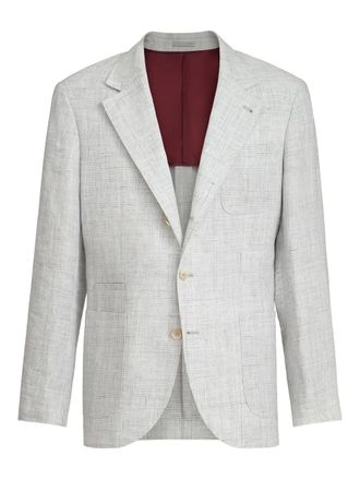 Brunello Cucinelli linen patch-pockets blazer - men - Linen/Flax - 52 - Grey