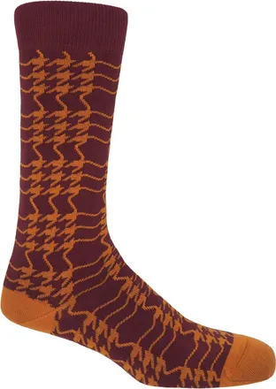 Peper Harow Houndstooth Mens Socks - Garnet