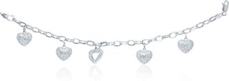 Diana M. Jewels 1.50 Carat Pave Heart Charm Bracelet
