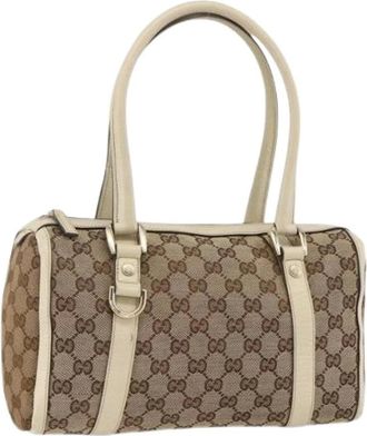 Gucci Pre-owned Handbags, female, Beige, Size: ONE SIZE Pre-owned Vintage GG Canvas Hand Bag