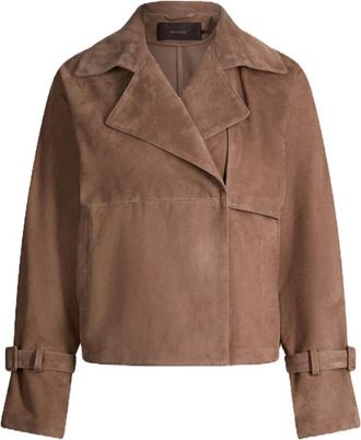 Windsor Lammvelours Trench Lederjacke - Dames - Leren en Su&egrave;de Jassen - Bruin - L - Leer - Jassen