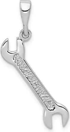 Diamond2Deal 14k White Gold 3D Wrench Pendant
