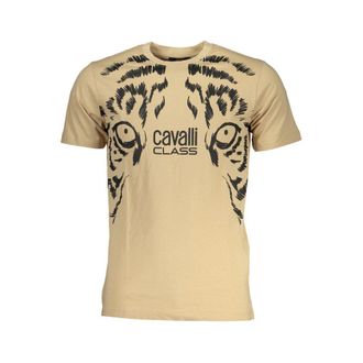 Cavalli Mens Tiger Tshirt Beige - Tan Cotton - Size X-Large
