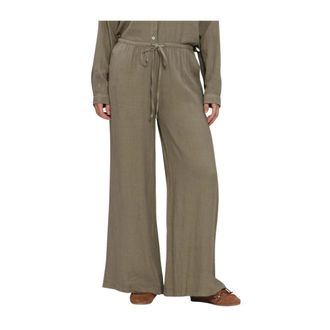 Simple Wijde Broek - Dames - Wijde Broeken - Groen - S - Linnen - Broeken