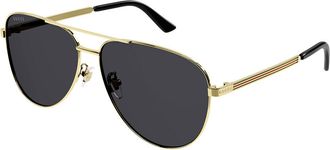 Gucci GG1233SA Asian Fit 001 Mens Sunglasses Gold Size 63 - Free RX Lenses - Free RX Lenses