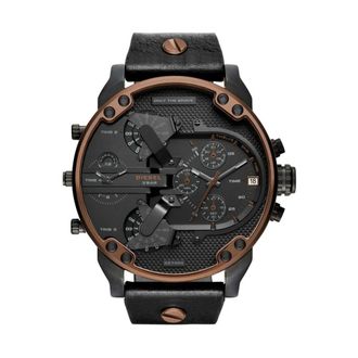 Diesel Accessoires, Heren, Zwart, ONE Size, Leer, Mr. Daddy 2.0 Dz 7400 Chronograaf