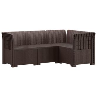 vidaXL Divano Da Giardino 4 Posti Aspetto Rattan Pp Marrone Vidaxl