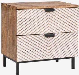 Sklum Mesita De Noche Rectangular 50x35 Cm En Madera De Mango Alembe Sklum