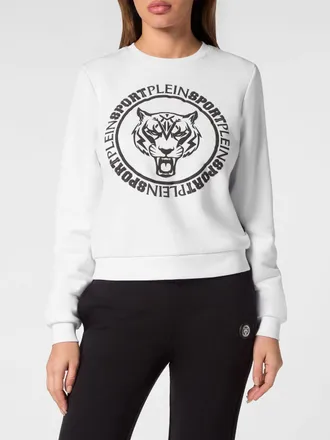 Plein Sport Felpa girocollo in jersey con logo stampato a contrasto