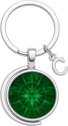 Generic May Birthstone Personalised Keyring - Emerald Green printed Crystal Name Charm with Initial - Custom Moon Keychain Gift for Her (May