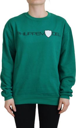 Philippe Model Womens Crew Neck Sweatshirt Shield Logo - Dark Green Cotton - Size EU 38 (Womens)