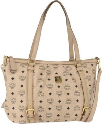 MCM Pre-owned Handbags, female, Beige, Size: ONE SIZE Pre-owned Plastic Shoulder Bag