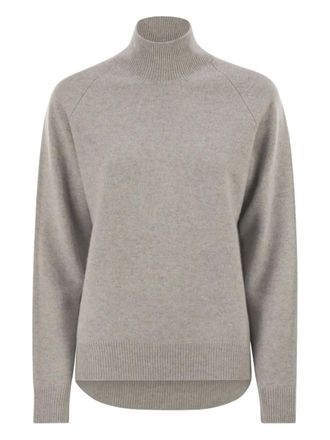 PESERICO high-neck ribbed sweater - women - Wool/Cashmere/Metallic Fibre - 42 - Grey