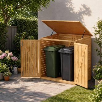 Living and Home Outdoor Trash Bin Storage Shed in Natural