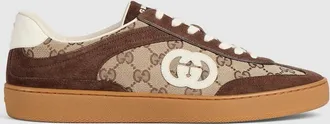 Gucci Mens G75 Sneaker, Brown, Suede