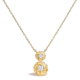 House of Brilliance 14K Yellow Gold Plated Sterling Silver 1/2 Cttw Lab Grown Diamond Rose Pendant Necklace