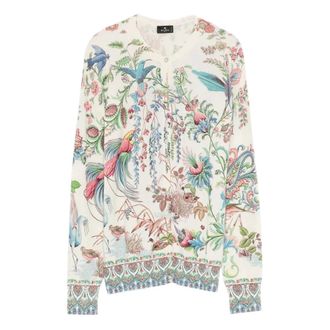Etro Etro, Cardigans, female, Multicolor, Size: S Silk and Cashmere Cardigan with Floral Paisley Motif