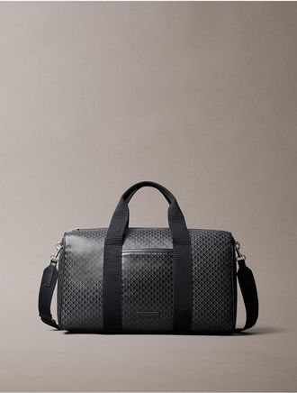 Calvin Klein Mens Coated Emblem Logo Duffle Bag - Black