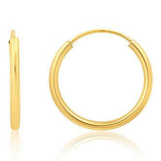 MAX + STONE 10k Yellow Gold 1.5mm Tube Flex Continuous Hoop Earrings 10MM-33MM