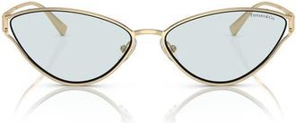 Tiffany & Co. 61mm Cat Eye Sunglasses in Pale Gold /Photo Azure at Nordstrom