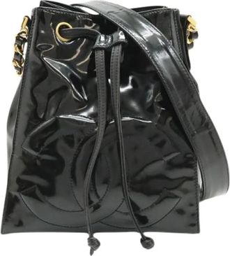 Chanel Pre-owned Patent Leather Chain Shoulder Bag - Dames - Vintage Tas - Zwart - ONE Size - Leer - Vintage
