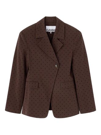 Ganni Blazer monopetto a pois - Marrone