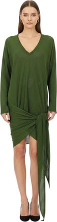 The Attico Dark Green V Neck Mini Dress