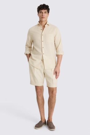 Moss Neutral Wool Pleated Short