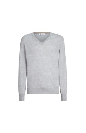 Brunello Cucinelli Cashmere and silk lightweight sweater in Pebble at Nordstrom, Size 44 It