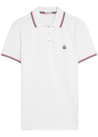 Moncler Logo-appliqu&eacute;d Piqu&eacute; Cotton Polo Shirt - White - Xxxl