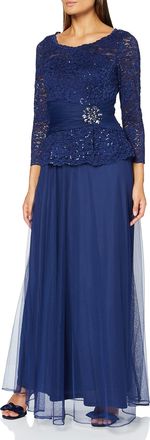 Gina Bacconi Womens Sequin Lace Maxi Dress Cocktail, Navy, 12