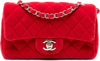 Chanel Tweedehands Mini Rechthoekige Klassieke Fluwelen Enkel Flap