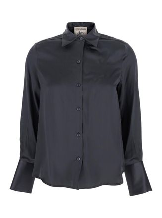 Semicouture Grey Shirt With Classic Collar In Silk Woman