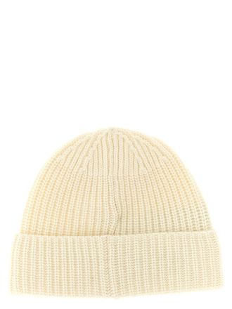 Stone Island ST339879BM Virgin Wool Ribbed Knit Beanie - White
