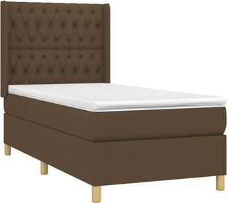 vidaXL Vidaxl - Cama Box Spring Colch&oacute;n Luces Led Tela Marr&oacute;n Oscuro 100x200cm